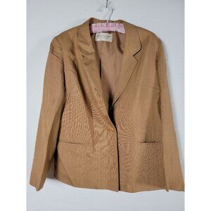 Windsmoor Womens Silk Blend One Button Blazer Jacket Sz 10 Brown Made in England